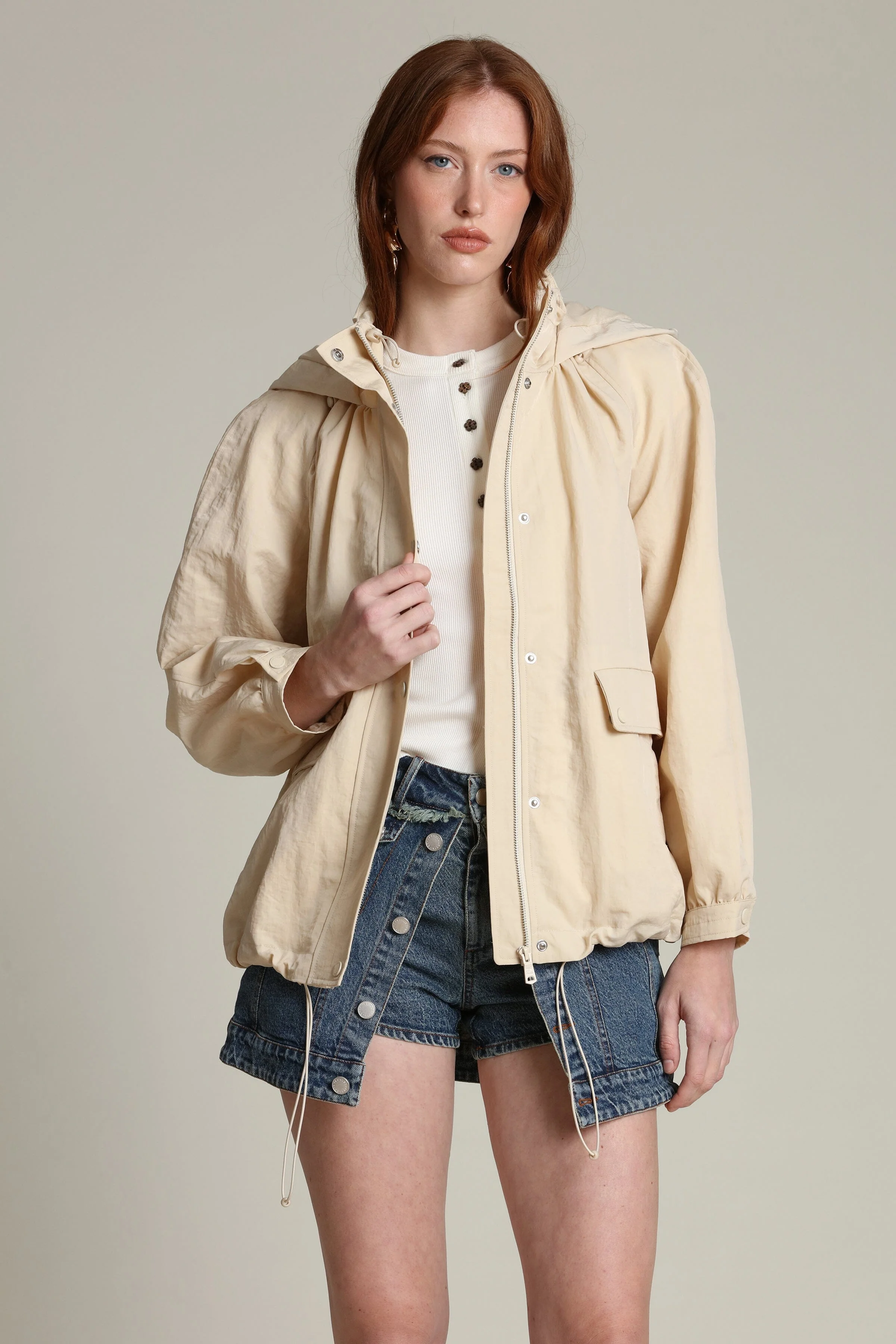 Nylon Balloon Sleeve Windbreaker - Image 3